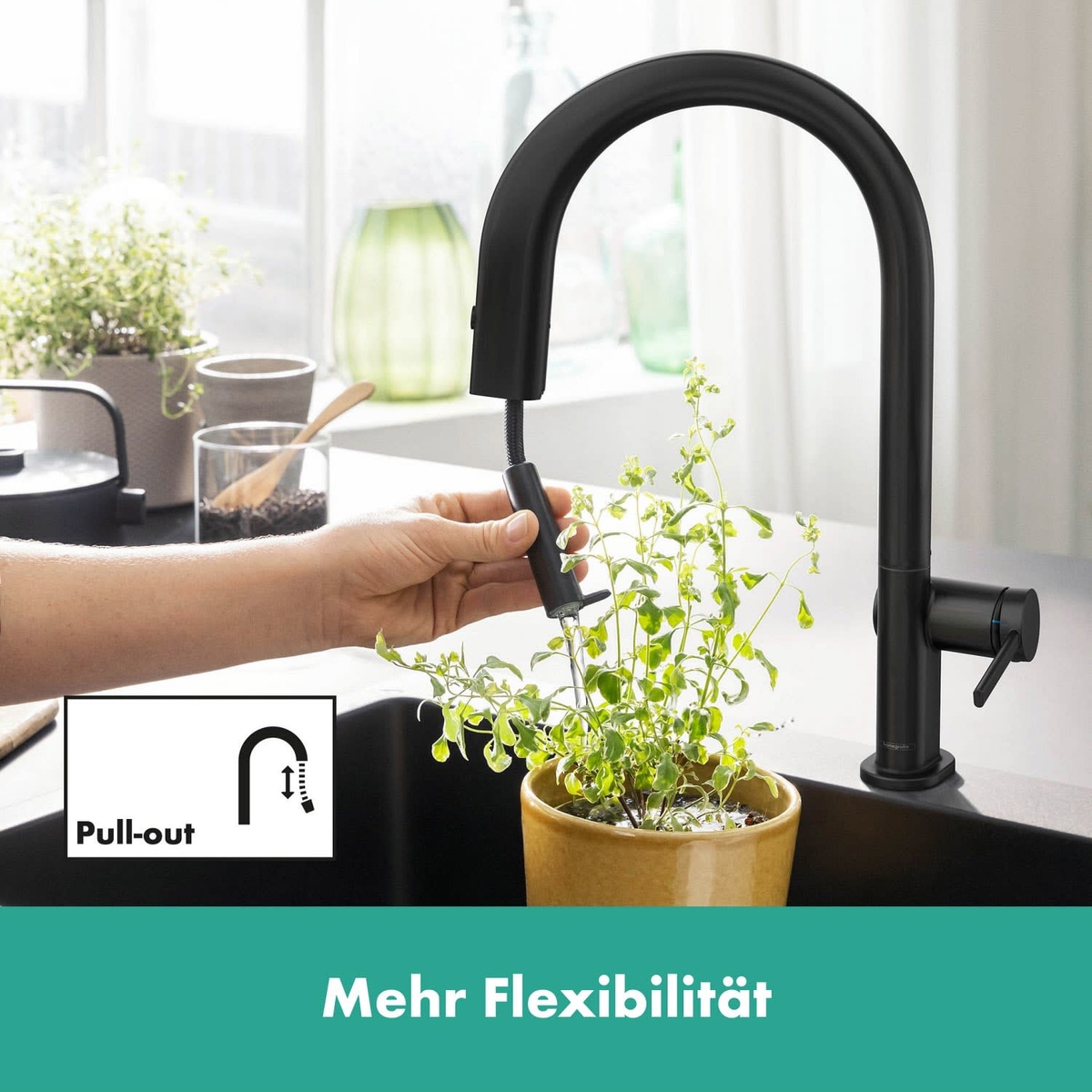 Cмеситель для кухни с краном для фильтрованной воды HANSGROHE Aqittura M91 черный латунь 76801670