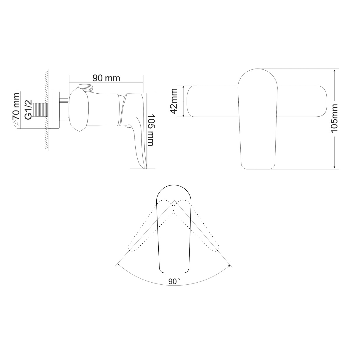 Кран для душової кабіни одновентильний ROZZY JENORI VELUM хром латунь з душовим набором RBZ082-5