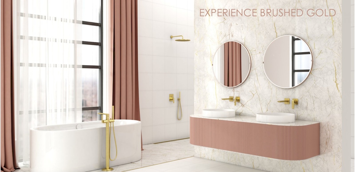 Cмеситель для ванны напольный KOHLMAN Experience золотой латунь QF1165E-GDB