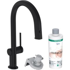 Змішувач для кухні із краном для фільтрованої води HANSGROHE Aqittura M91 чорний латунь 76801670