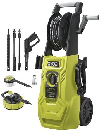 Мінімийка високого тиску Ryobi RY150PWA, 2000Вт, 150Бар, 450л/год, шланг 8м, 11.2кг