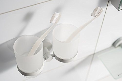 Стакан для зубных щеток настенный для ванной HACEKA Kosmos White белый стекло двойной 1145587