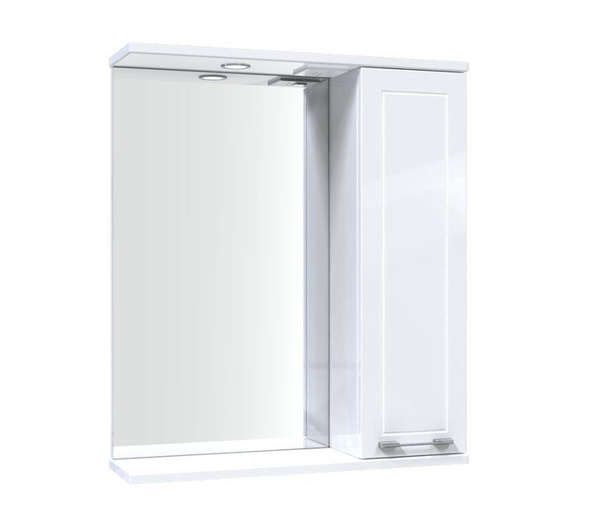 Шафка підвісна із дзеркалом у ванну AQUARIUS ELEGANCE 60x70x17см із підсвіткою з поличкою біла AQ-U1112473233