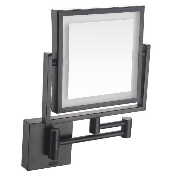 Косметическое зеркало с подсветкой VOLLE 2500.280604 прямоугольное подвесное металлическое черное
