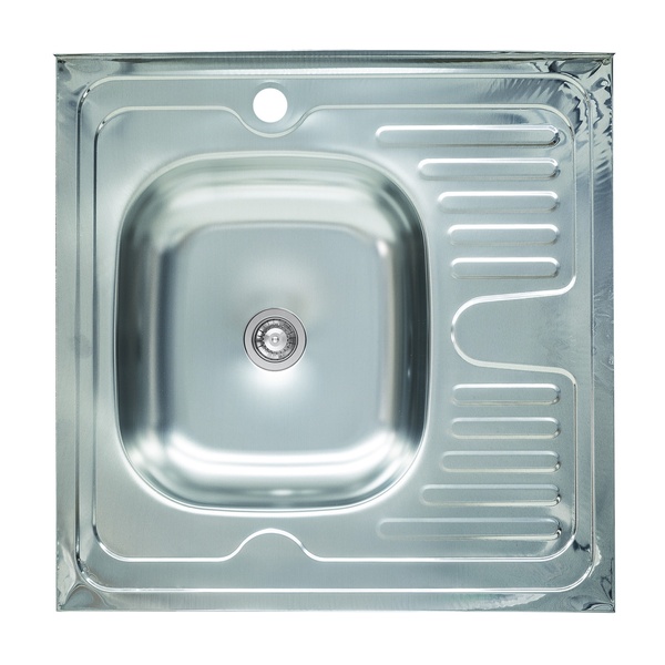 Мийка для кухні із нержавіючої сталі квадратна накладна PLATINUM 6060 L 605x605x120мм глянцева 0.4мм без сифону PLS-A411