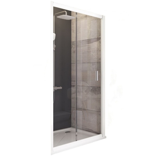 Двері скляні для душової ніші універсальні розсувні двосекційні RAVAK BLIX BLDP2-120 190x120см прозоре скло 6мм профіль білий 0PVG0100Z1