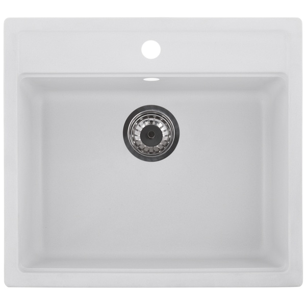 Мийка для кухні гранітна прямокутна ZERIX ZS-5751S-01 570x510x190мм із сифоном біла ZX4595