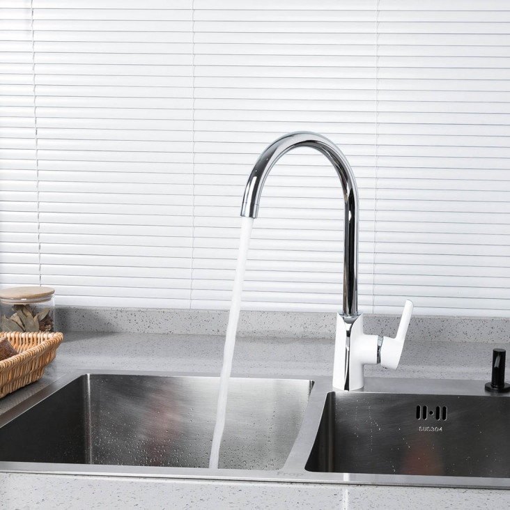 Змішувач для кухні із краном для фільтрованої води GAPPO білий/хром латунь G4303-8