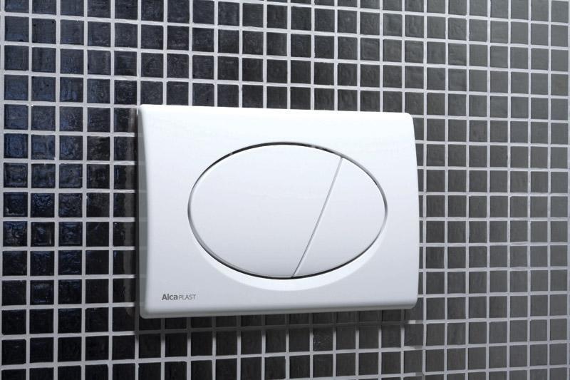Кнопка слива для инсталляции ALCAPLAST пластиковая двойная глянцевая белая M70