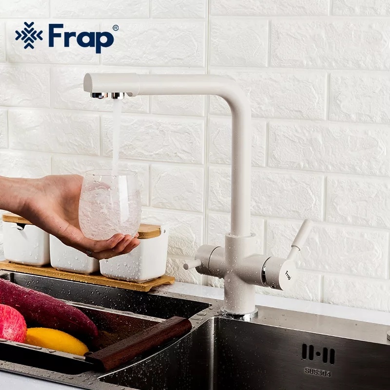 Cмеситель для кухни с краном для фильтрованной воды FRAP белый латунь F4352-24