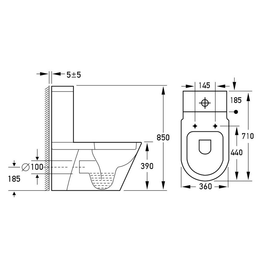 Унитаз-компакт напольный безободковый белый VOLLE NEMO сиденье микролифт выпуск в стену 13-17-377