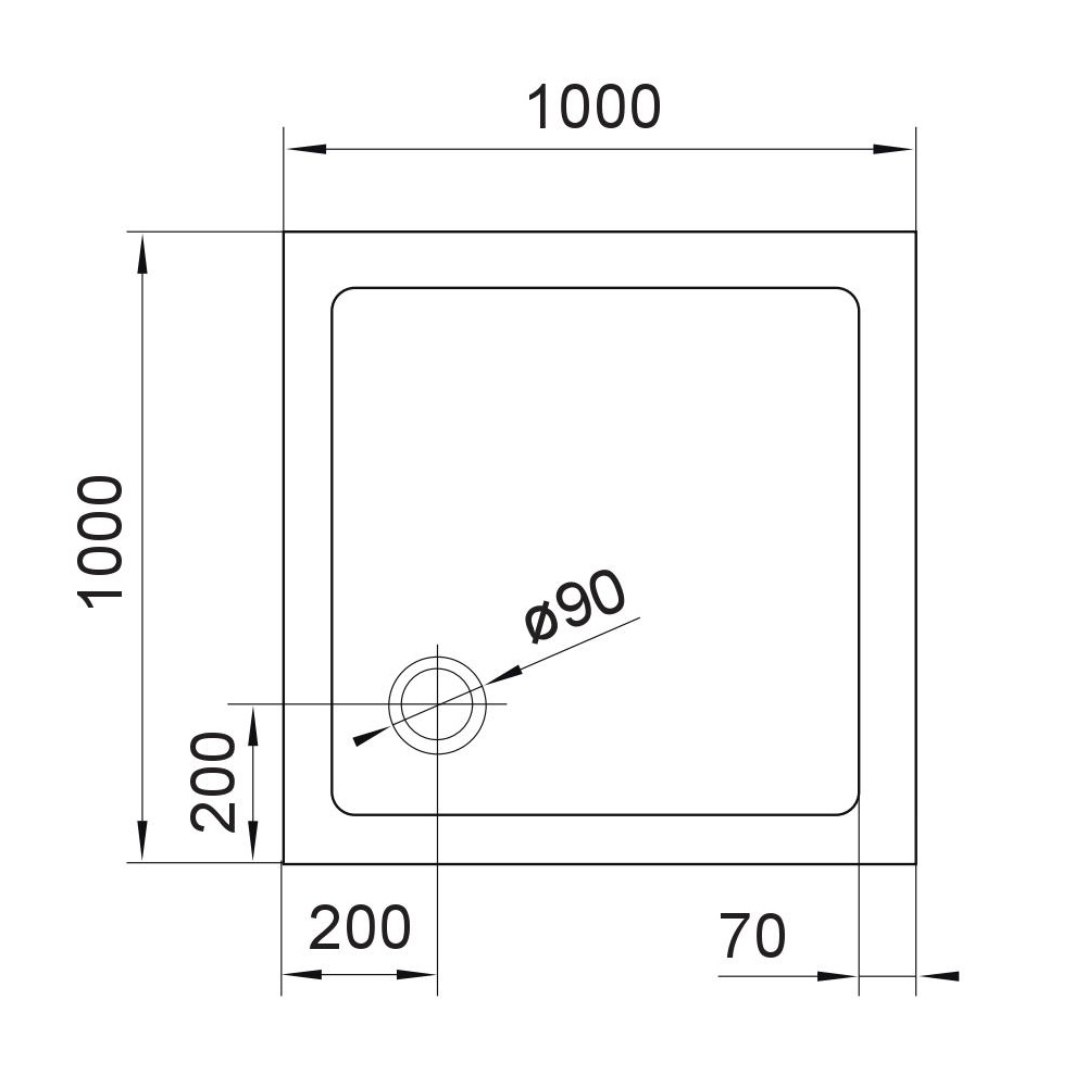 Піддон для душової кабіни EGER SMC 599-1010S 100x100x3.5см композитний без сифону білий