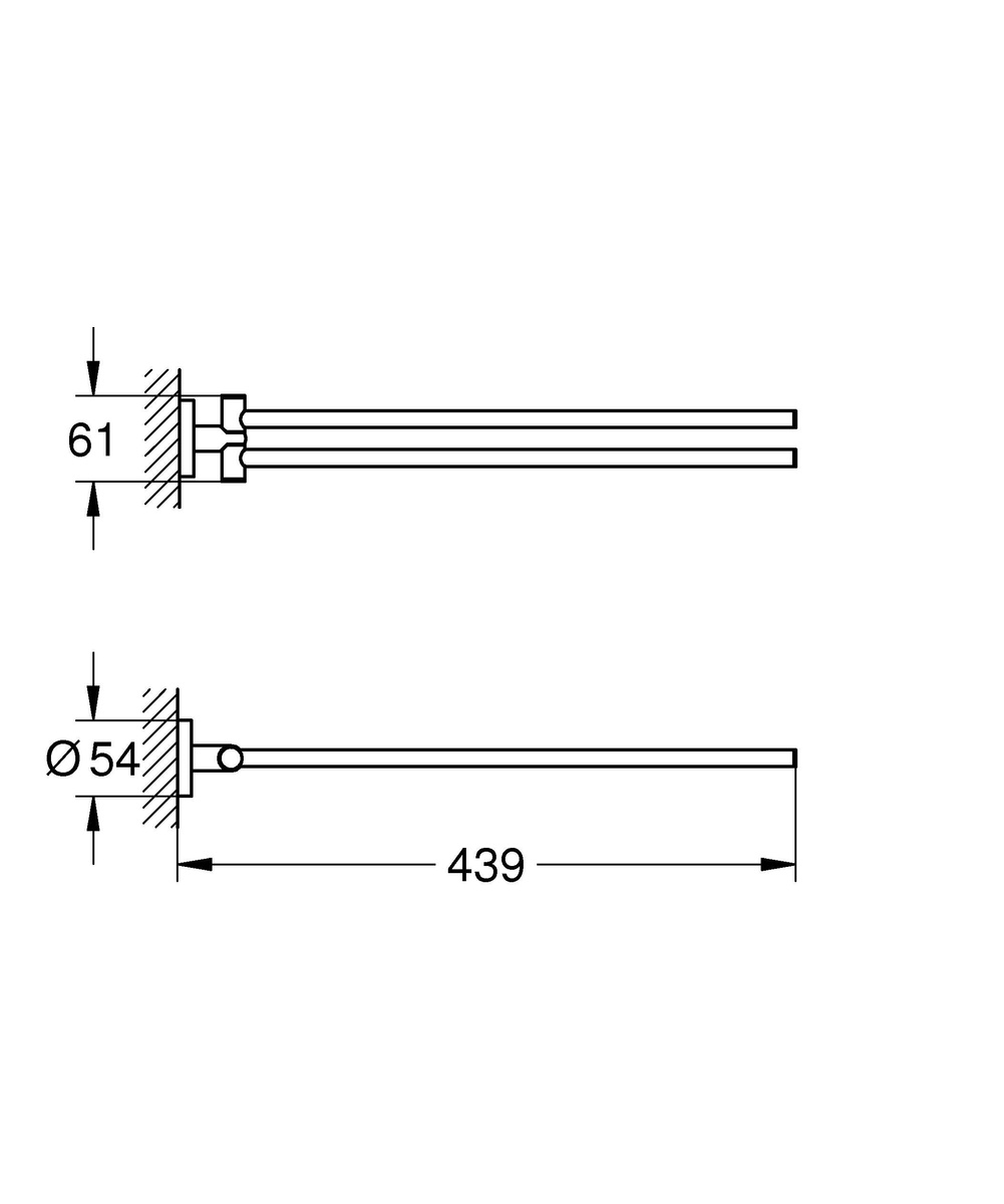 Тримач для рушників поворотний GROHE Essentials 40371AL1 54мм подвійний округлий металевий сірий