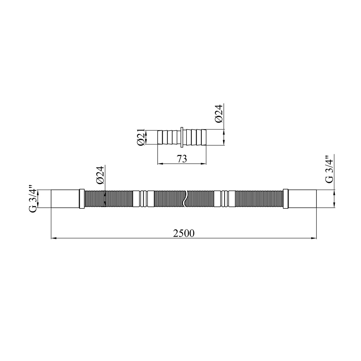 Шланг для слива воды KRONER KRP-DR250 вн-вн 3/4"x3/4" 250 см CV032095