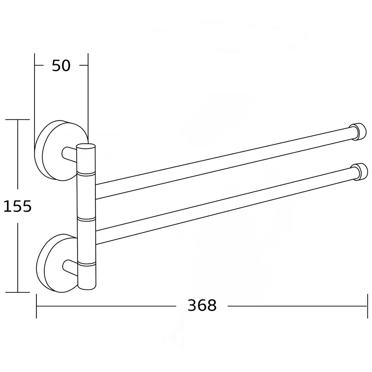 Тримач для рушників поворотний MEXEN 368мм подвійний округлий металевий хром MEX-7039242-00