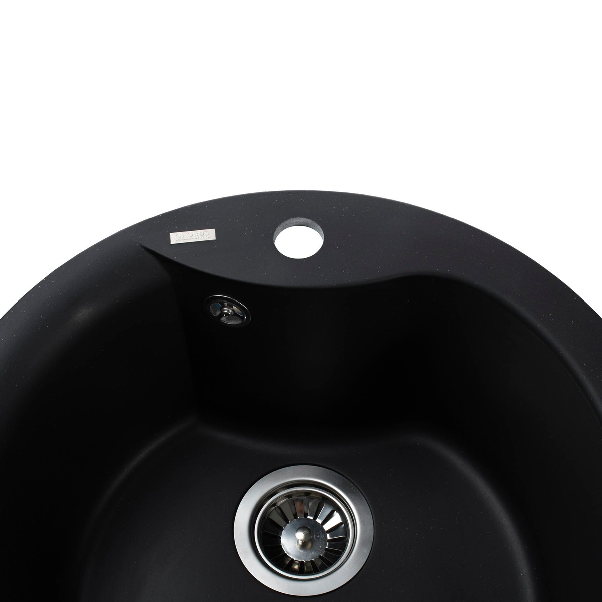 Раковина на кухню зі штучного каміння кругла GLOBUS LUX ORTA 485мм x 485мм чорний без сифону 000021056