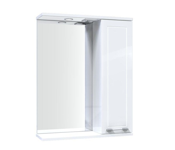 Шкафчик подвесной с зеркалом в ванную AQUARIUS ELEGANCE 55x70x17см c подсветкой с полочкой белый AQ-U1112473211
