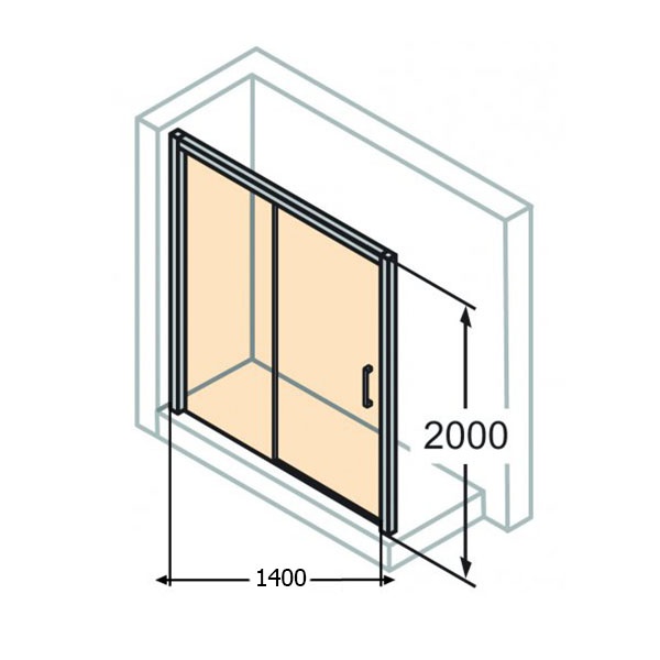 Дверь стеклянная для душевой ниши раздвижная двухсекционная HUPPE Classics 2 200x140см прозрачное стекло 6мм профиль черный C25311.123.321