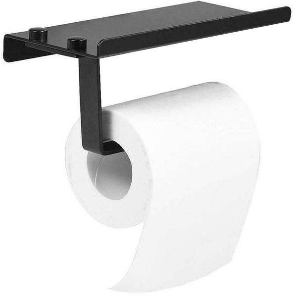 Тримач для туалетного паперу із поличкою REA 390226 HOM-00552 прямокутний металевий чорний