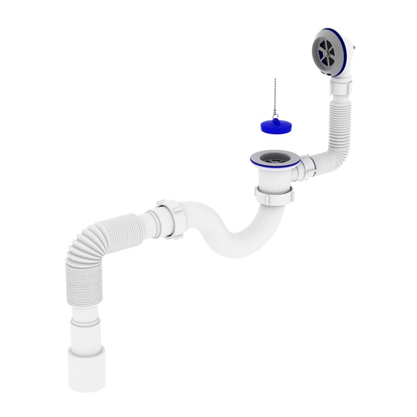 Сифон для ванної KRONOPLAST впуск 70мм гофрований випуск сатин SV26000133