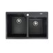Мойка для кухни гранитная прямоугольная PLATINUM 7850 HARMONY 780x500x200мм без сифона на две чаши черная PLS-A27549 1 из 5