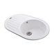 Кухонна мийка зі штучного каміння овальна GLOBUS LUX OHARA 500мм x 770мм білий без сифону 000022440 3 з 6