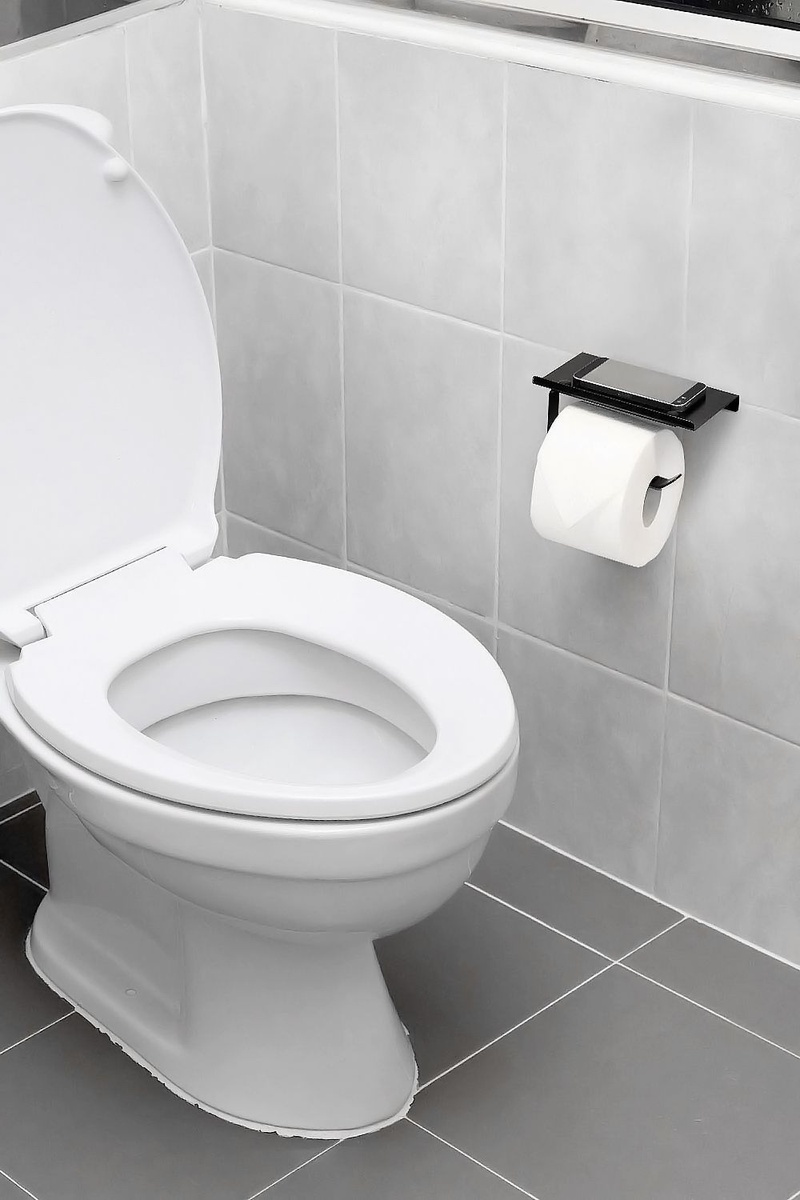 Держатель для туалетной бумаги с полкой REA 390226 HOM-00552 прямоугольный металлический черный