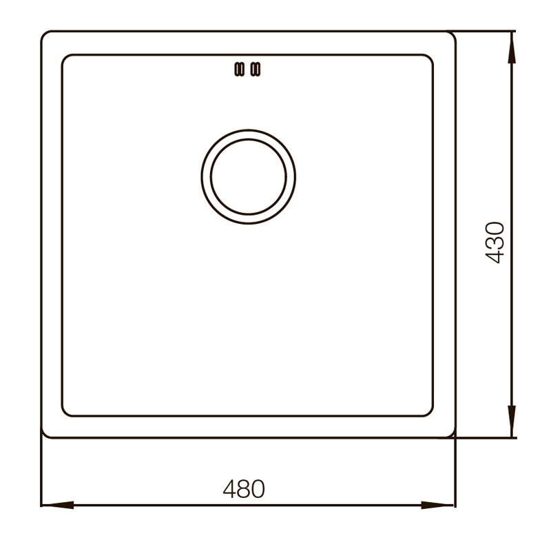 Мойка для кухни из нержавеющей стали прямоугольная врезная под столешницу MIXXUS MX4843-220x1.0-SATIN 480x430x220мм матовая 1мм с сифоном MX0556