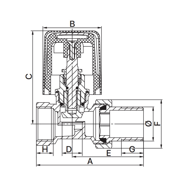 Вентиль радиаторный EUROPRODUCT EP.0511 прямой 1/2"x1/2" с американкой EP6031