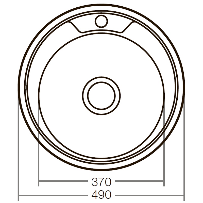 Мийка для кухні із нержавіючої сталі кругла ZERIX Z490-08-180D 490x490x180мм мікротекстура 0.8мм із сифоном ZX1585