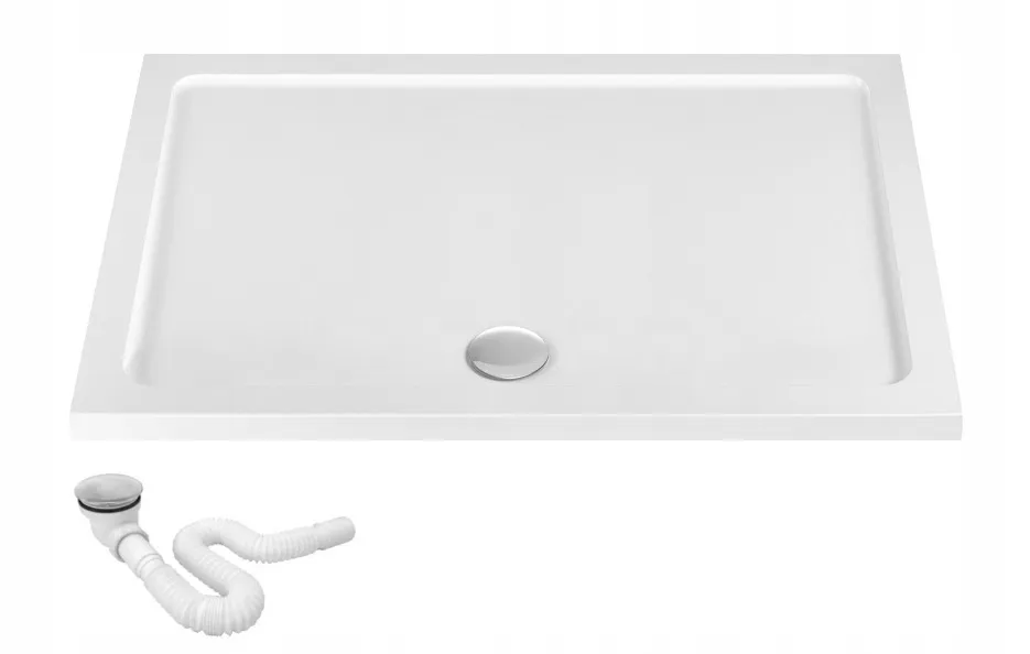 Піддон для душової кабіни REA SAVOY REA-K5332 80x100x6см прямокутний акриловий із сифоном білий