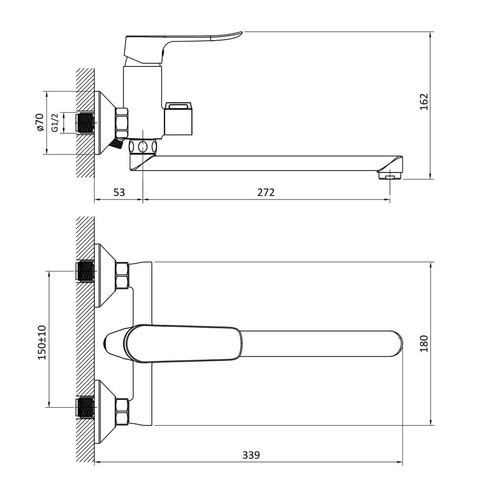 Змішувач для ванної одноважільний із довгим виливом ROZZY JENORI SLIP RBZ090-9B