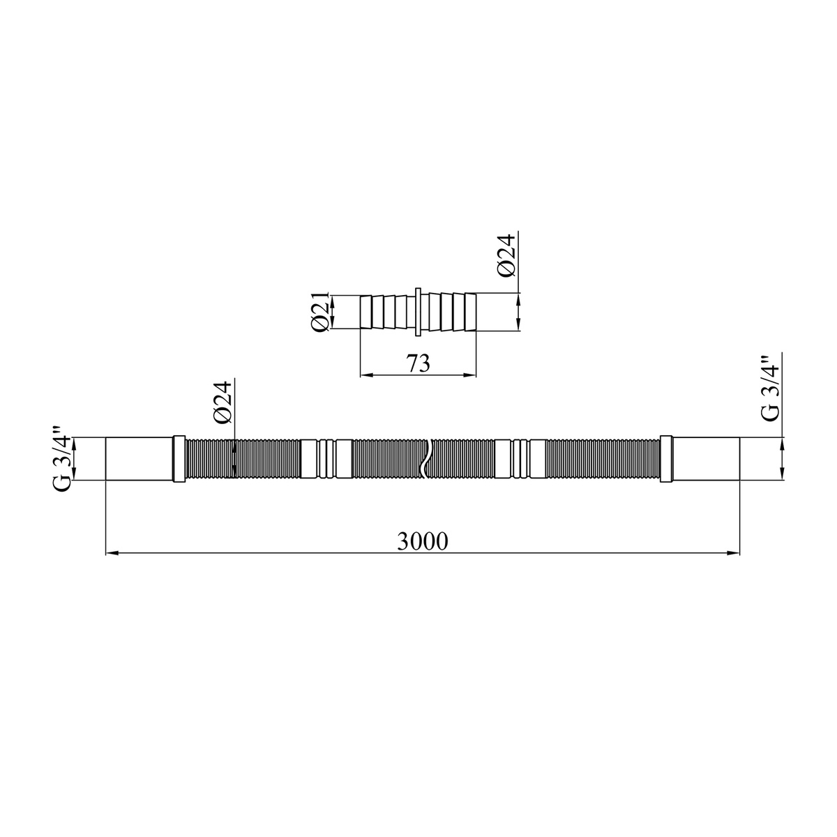 Шланг для слива воды KRONER KRP-DR300 вн-вн 3/4"x3/4" 300 см CV032096