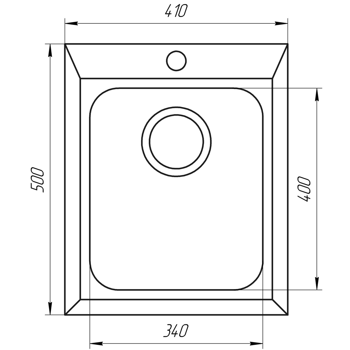 Кухонная мойка керамогранитная прямоугольная GLOBUS LUX LAMA 410мм x 500мм белый без сифона 000008229