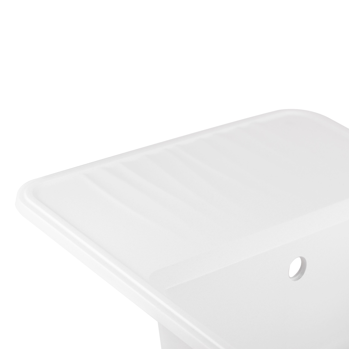 Раковина на кухню из искусственного камня прямоугольная Q-TAP CS 505мм x 730мм белый с сифоном QT7440WHI650