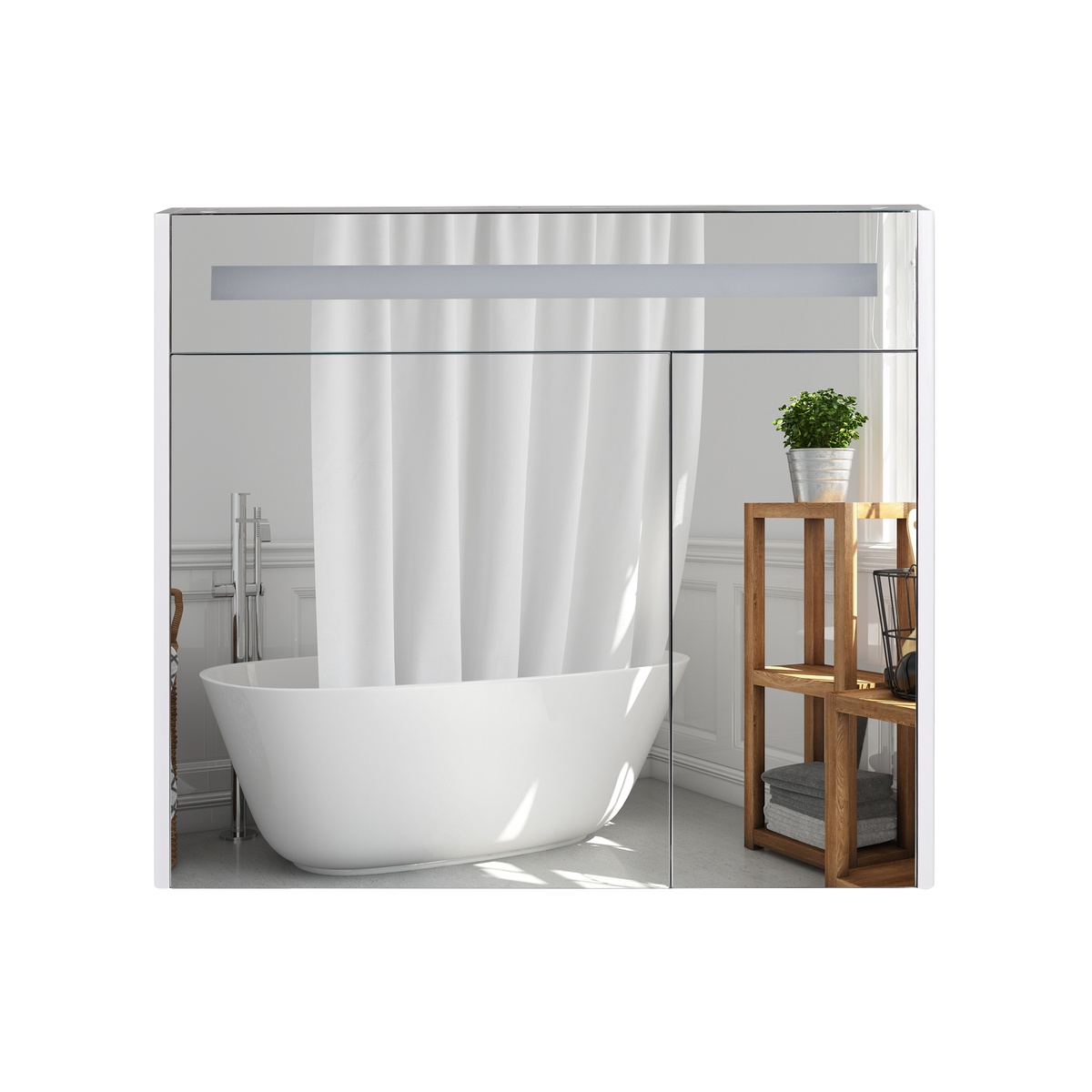 Тумбочка із дзеркалом для ванної Q-TAP Robin 80x73x14.5см із підсвіткою білий QT1377ZP8001W