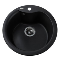 Кухонная мойка керамогранитная круглая GLOBUS LUX ORTA 485мм x 485мм черный без сифона 000021057