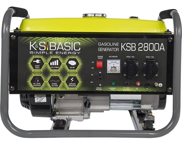 Генератор бензиновий Konner&Sohnen Basic KSB 2800A, 230В, 2.8кВт, ручний запуск, 36.2кг