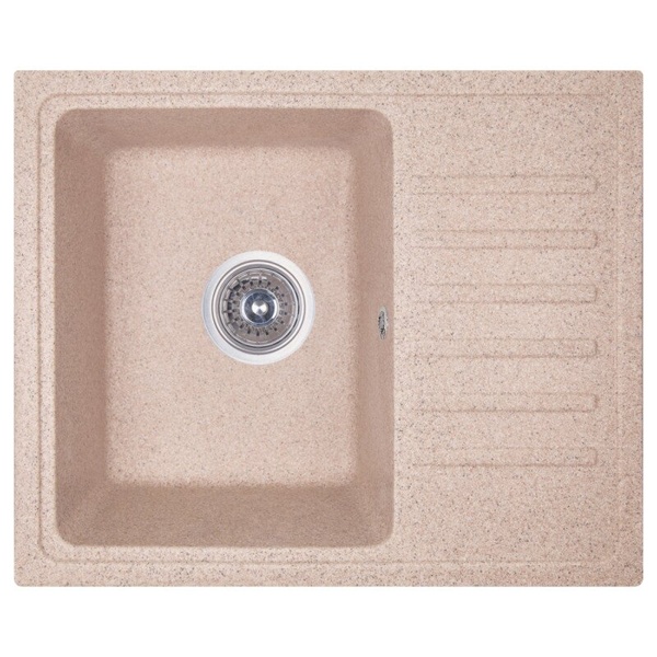 Мийка на кухню керамогранітна прямокутна COSH 5546 550мм x 450мм бежевий із сифоном COSH5546K806