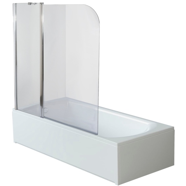Шторка для ванної скляна BRAVO ENZA 120T універсальна дві секції розпашна 140x120см прозора 6мм профіль хром 000023253