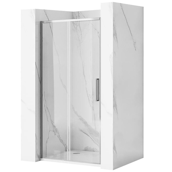 Двері скляні для душової ніші універсальні розсувні двосекційні REA RAPID SLIDE 195x120см прозоре скло 6мм профіль хром REA-K5602