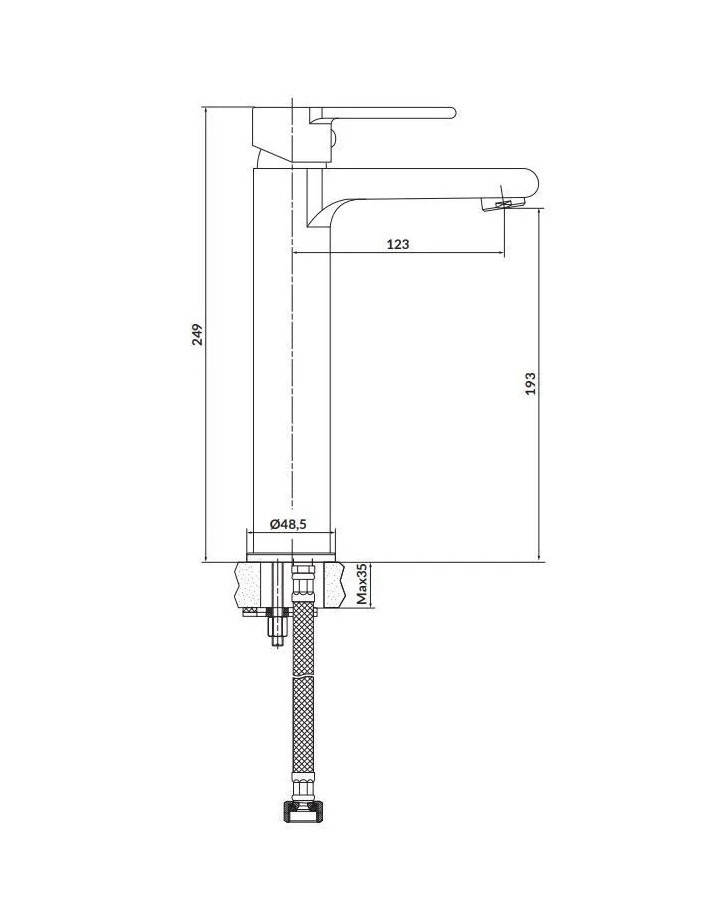 Змішувач на раковину із високим виливом CERSANIT BRASCO S951-366 хром латунь з донним клапаном 000021662