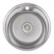 Кухонна мийка із нержавіючої сталі кругла LIDZ 490мм x 490мм матова 0.8мм із сифоном LIDZ490ASAT 1 з 7