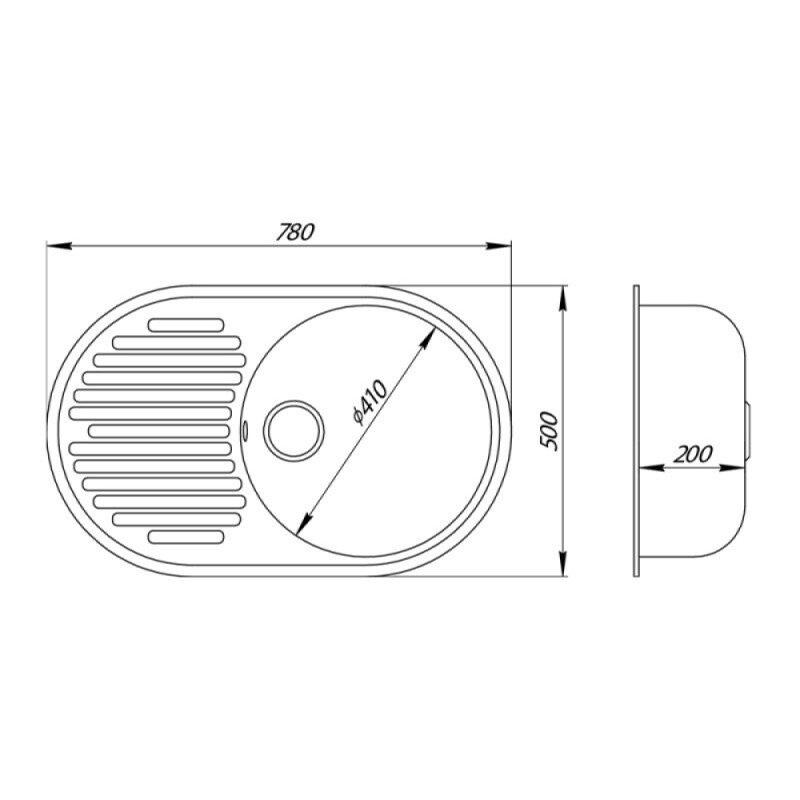 Мийка на кухню керамогранітна овальна LIDZ MAR-07 500мм x 780мм бежевий без сифону LIDZMAR07780500200