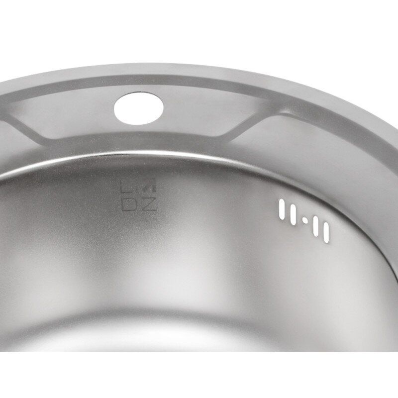 Кухонная мойка из нержавейки круглая LIDZ 490мм x 490мм матовая 0.8мм с сифоном LIDZ490ASAT
