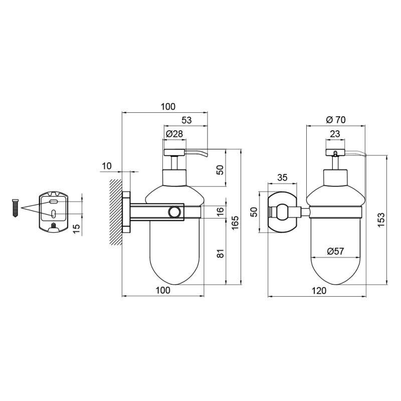 Дозатор для жидкого мыла настенный Q-TAP Liberty хром 200мл стекло QTLIBCRM1152