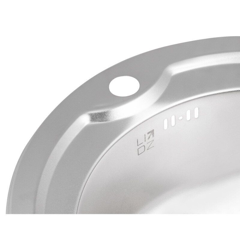Мийка на кухню із нержавіючої сталі кругла LIDZ 515мм x 515мм мікротекстура 0.8мм із сифоном LIDZ510DEC