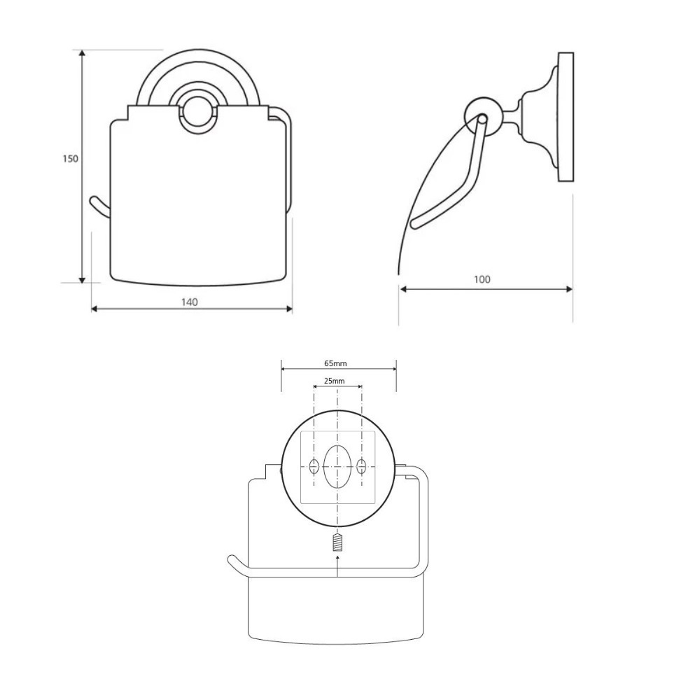 Тримач для туалетного паперу із кришкою BEMETA RETRO округлий металевий бронза 144112017