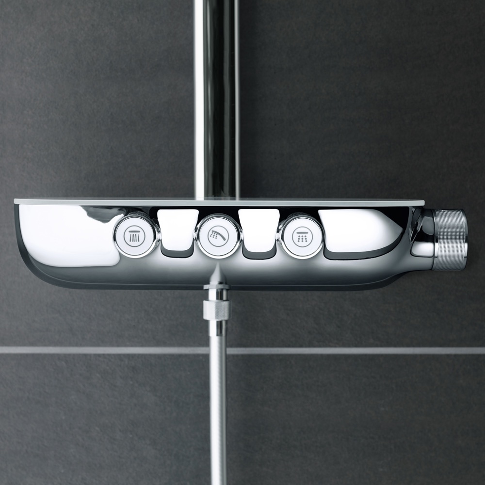 Душова система із термостатом GROHE Rainshower SmartControl із верхнім душем латунна біла 26250LS0