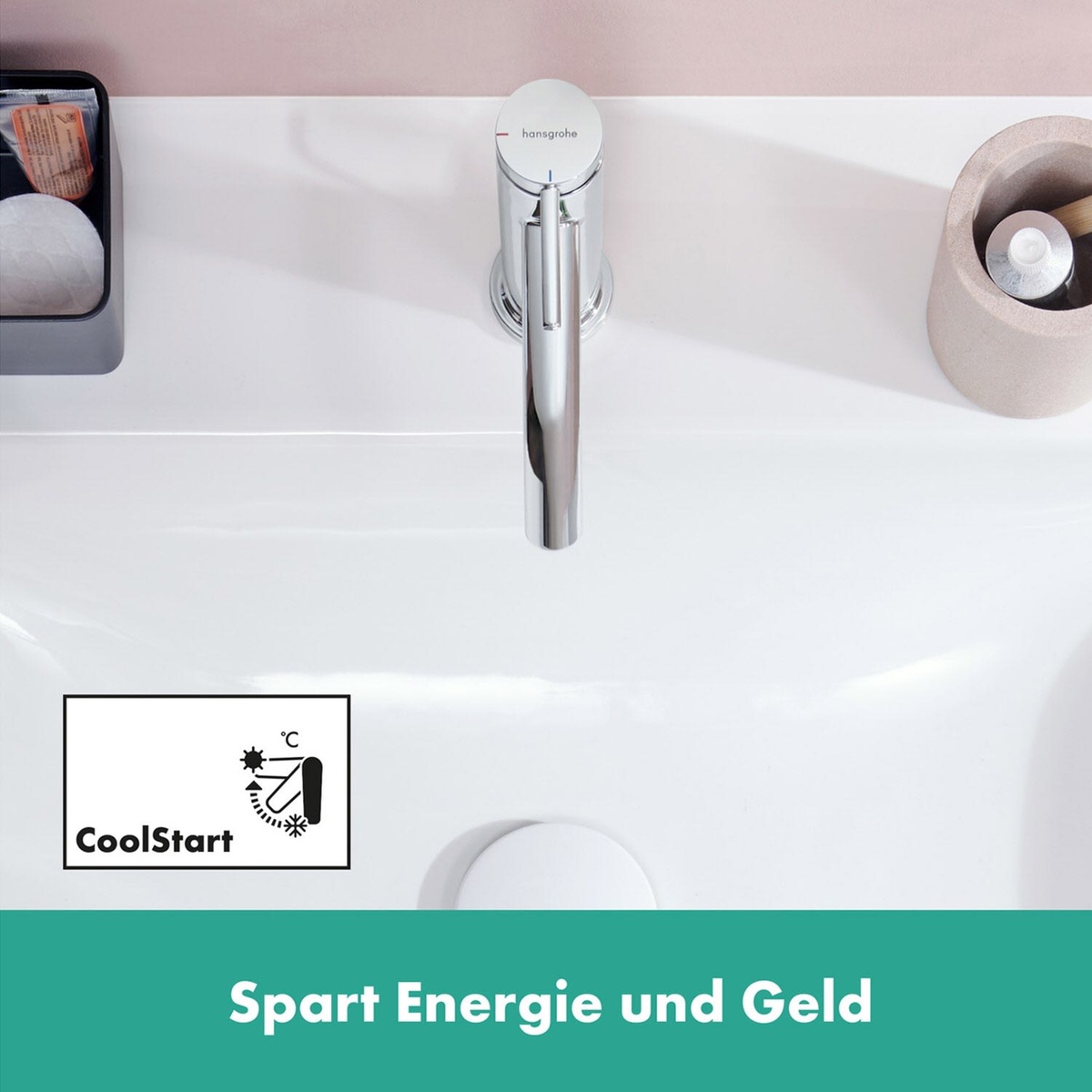 Змішувач для умивальника одноважільний HANSGROHE Tecturis S EcoSmart+ хром латунь з донним клапаном 73314000